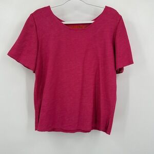 Vintage Crystal Handwovens Top Size M Pink Minimalist Lagenlook‎ Boxy Oversized